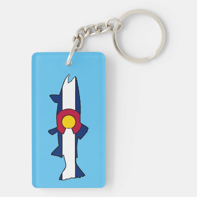 Colorado flag trout fish rectangle keychain (Back)