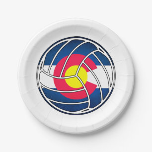 Colorado flag volleyball paper plates