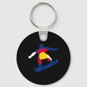Colorado Flag Winter Snowboarding Men Women Gift Key Ring