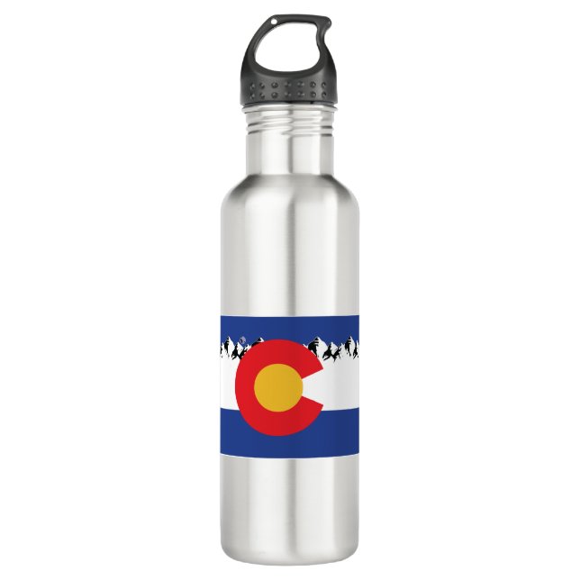 Colorado Flag with Mountains 710 Ml Water Bottle (Front)