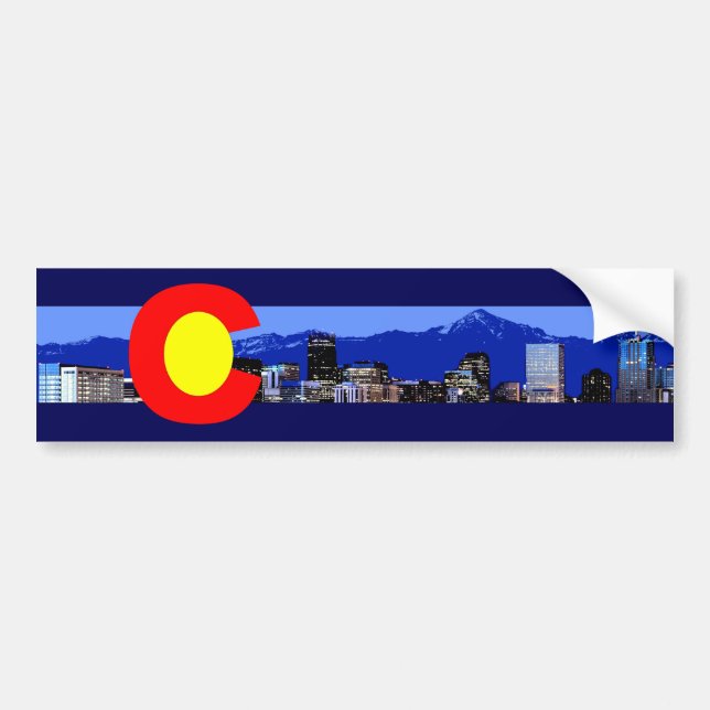 Colorado Flag with Mountains Bumper Sticker (Front)