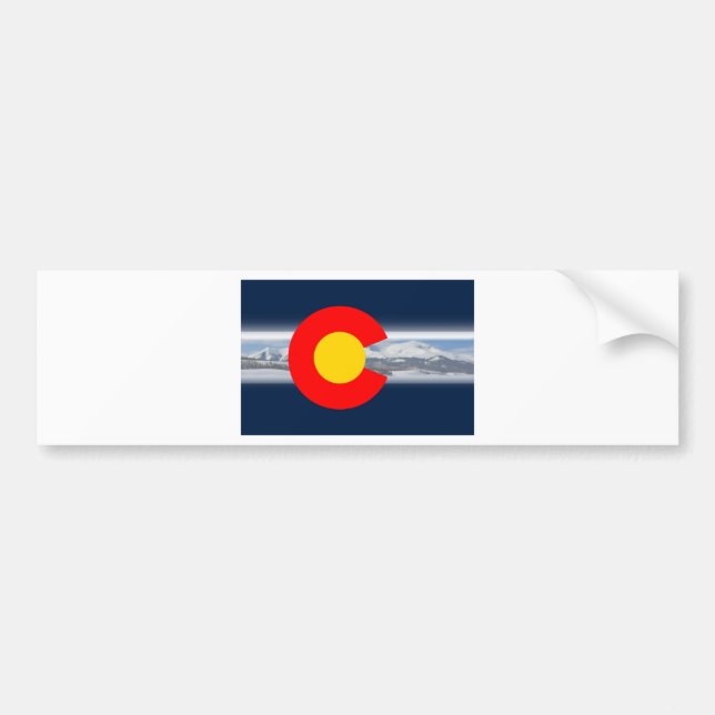 Colorado Flag with Mountains Bumper Sticker (Front)