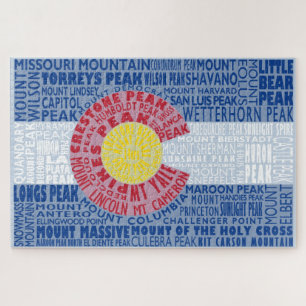Colorado Fourteeners State Flag 14ers Puzzle