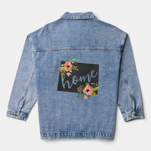 Colorado Home Chalkboard Watercolor Flowers State Denim Jacket