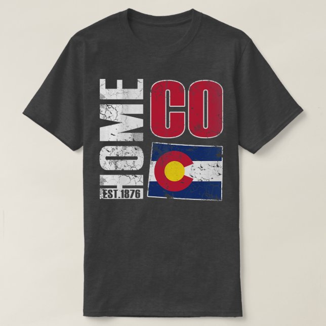 Colorado Home CO 1876 State Flag T-Shirt (Design Front)