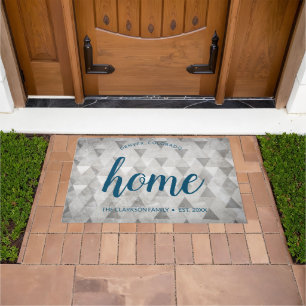Colorado Home State Personalized Grey Triangles Doormat