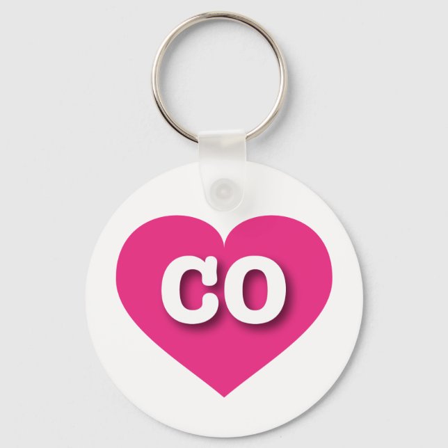 Colorado Hot Pink Heart - I Love CO Key Ring (Front)