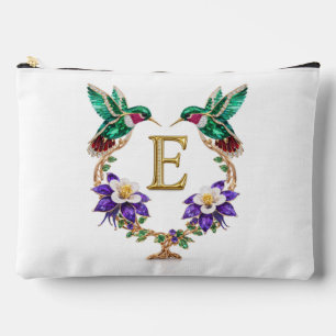 Colorado Hummingbird & Columbine Letter E Wedding Accessory Pouch