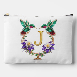 Colorado Hummingbird & Columbine Letter J Wedding Accessory Pouch
