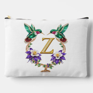 Colorado Hummingbird & Columbine Letter Z Wedding  Accessory Pouch