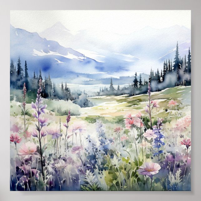 Colorado Landscape Watercolor Art Poster (Front)