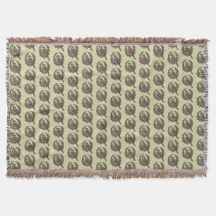 Colorado Lark Bunting Bird Surrounded Claret Cup Throw Blanket