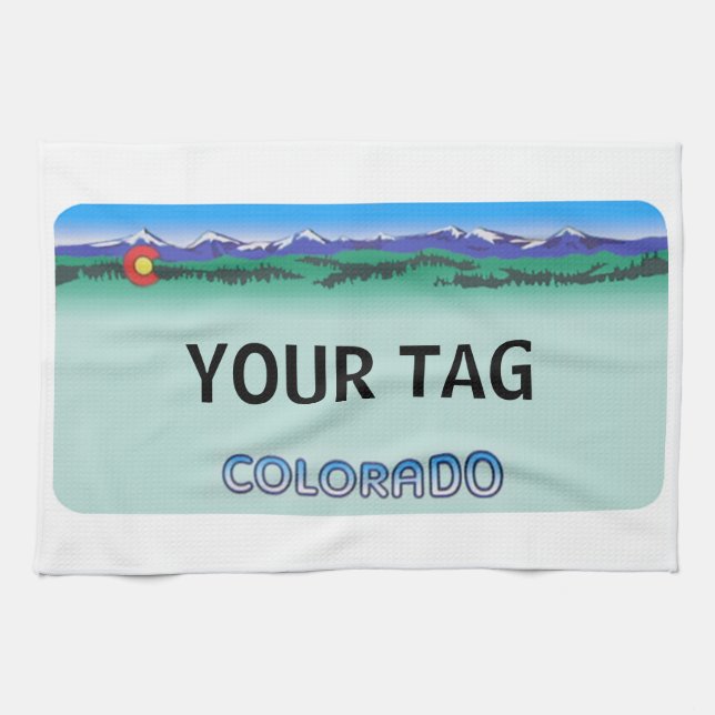 Colorado License Plate - Modern Tea Towel (Horizontal)