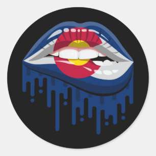 Colorado lips pride root flag classic round sticker