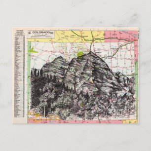 Colorado Map Art Postcard