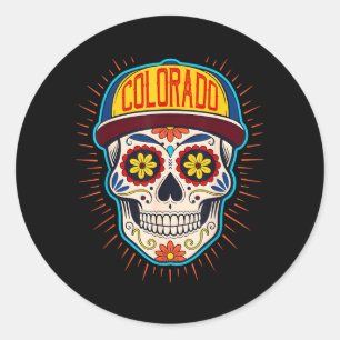 Colorado Mexican Men Sugar Skull Co City Day Of Classic Round Sticker