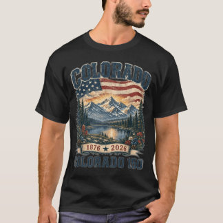 Colorado Mountain 150 Years American Flag 4Th Of T-Shirt
