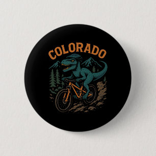 Colorado Mountain Biking T-rex Dinosaur Funny Cycl 6 Cm Round Badge