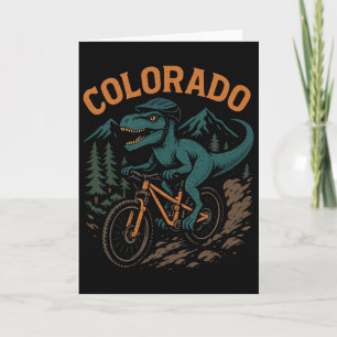 Colorado Mountain Biking T-rex Dinosaur Funny Cycl Card