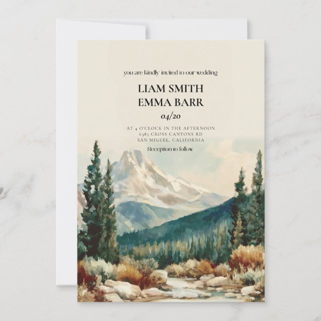 Colorado Mountain Destination Wedding Invitation (Front)