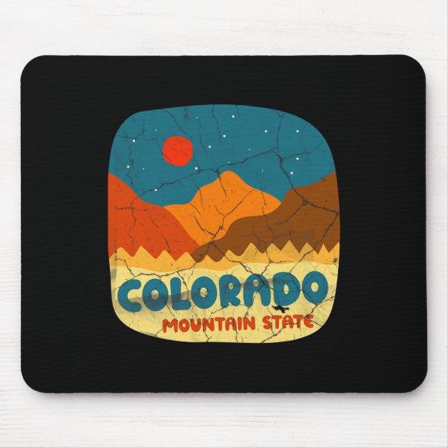 Colorado Mountain State Rocky Mountains Retro Tee  Mouse Pad (Front)