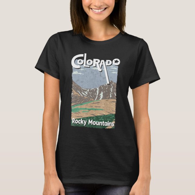 Colorado Mountain State Rocky Mountains Skiing Hik T-Shirt (Front)