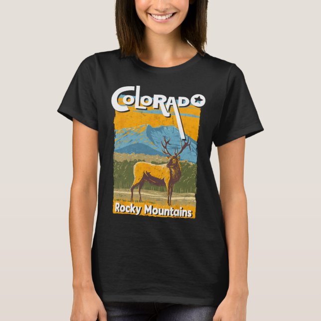 Colorado Mountain State Rocky Mountains Tee Skiing (Front)
