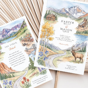 Colorado Mountain Wildflower Frame Wedding Invitation