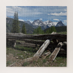 Colorado Mountain with Rustic Logs Puzzle