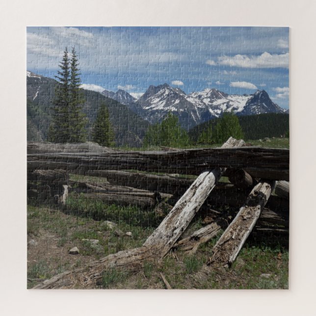 Colorado Mountain with Rustic Logs Puzzle (Vertical)