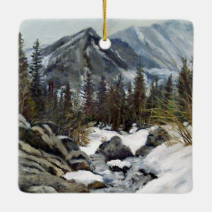 Colorado Mountain with Snow in Winter Ceramic Ornament