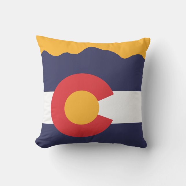 Colorado Mountains & Flag Pillow (Front)