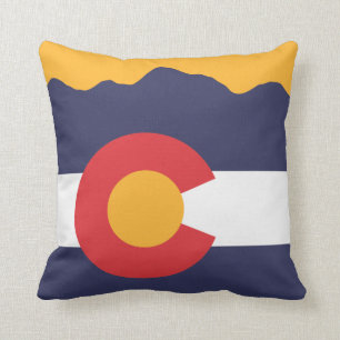 Colorado Mountains & Flag Pillow