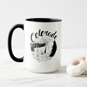 Colorado Mountains Ink Drawing Mug