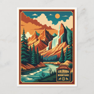 Colorado Mountains Retro Colours Postcard