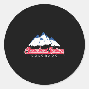 Colorado mountains steamboat springs retro skiing classic round sticker