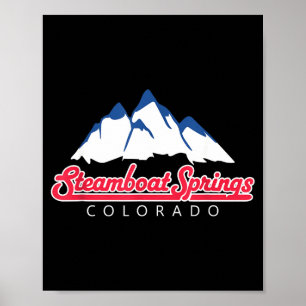 Colorado mountains steamboat springs retro skiing poster