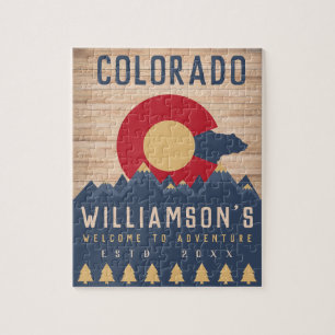 Colorado Mountains Vintage Co Flag Wooden Jigsaw Puzzle