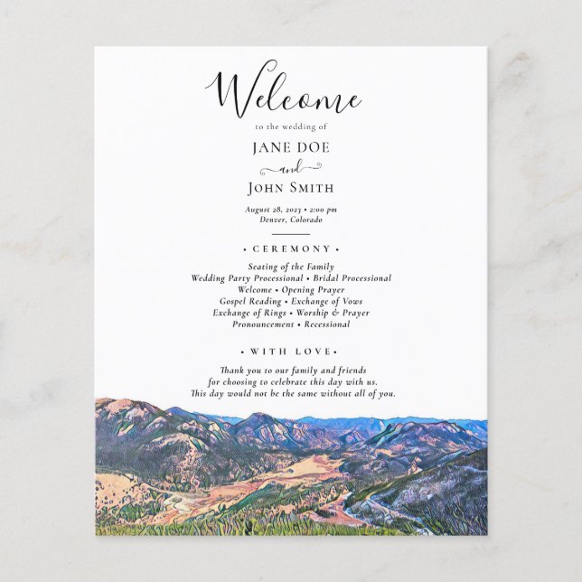 Colorado Mountains Wedding Program Flyer (Front)