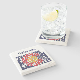 Colorado Nickname Word Art Stone Coaster