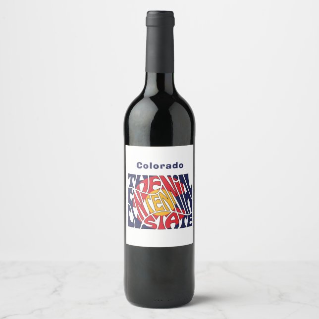Colorado Nickname Word Art Wine Label (Front)