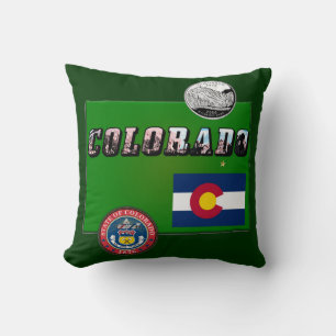 Colorado Picture Text, Flag, Seal, Quarter, Map Cushion