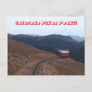 Colorado Pikes Peak going up Mountain Post Card