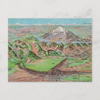 Colorado Pikes Peak Mtns Map Postcard