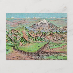 Colorado Pikes Peak Mtns Map Postcard