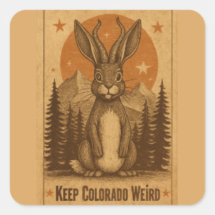 Colorado Rabbit with Tentacles-Keep Colorado Weird Square Sticker