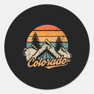 Colorado - Retro Vintage Mountains Nature Hiking C Classic Round Sticker