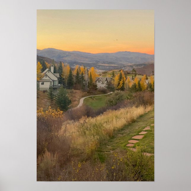Colorado Rocky Mountain Sunset Design Poster (Front)