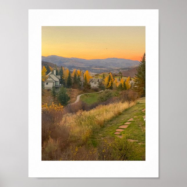 Colorado Rocky Mountain Sunset Design Poster (Front)