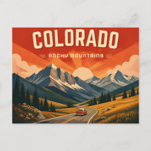 Colorado Rocky Mountains Retro Postcard